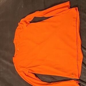 Mens thin long sleeve shirt. Neon orange barely worn. Size small